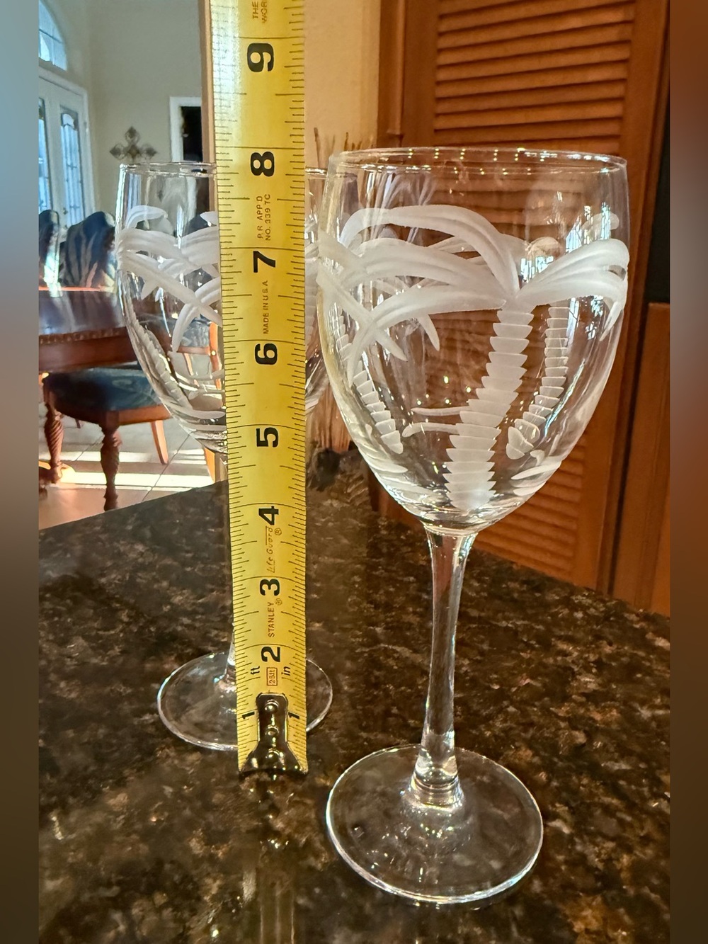 Rolf Glass Palm Tree Etched Wine Glasses - Set of 2 - Picture 6 of 6